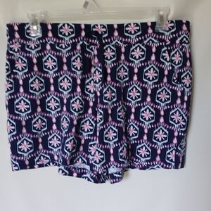 New Directions Womens Weekend Size L Color Navy Pink White Pattern